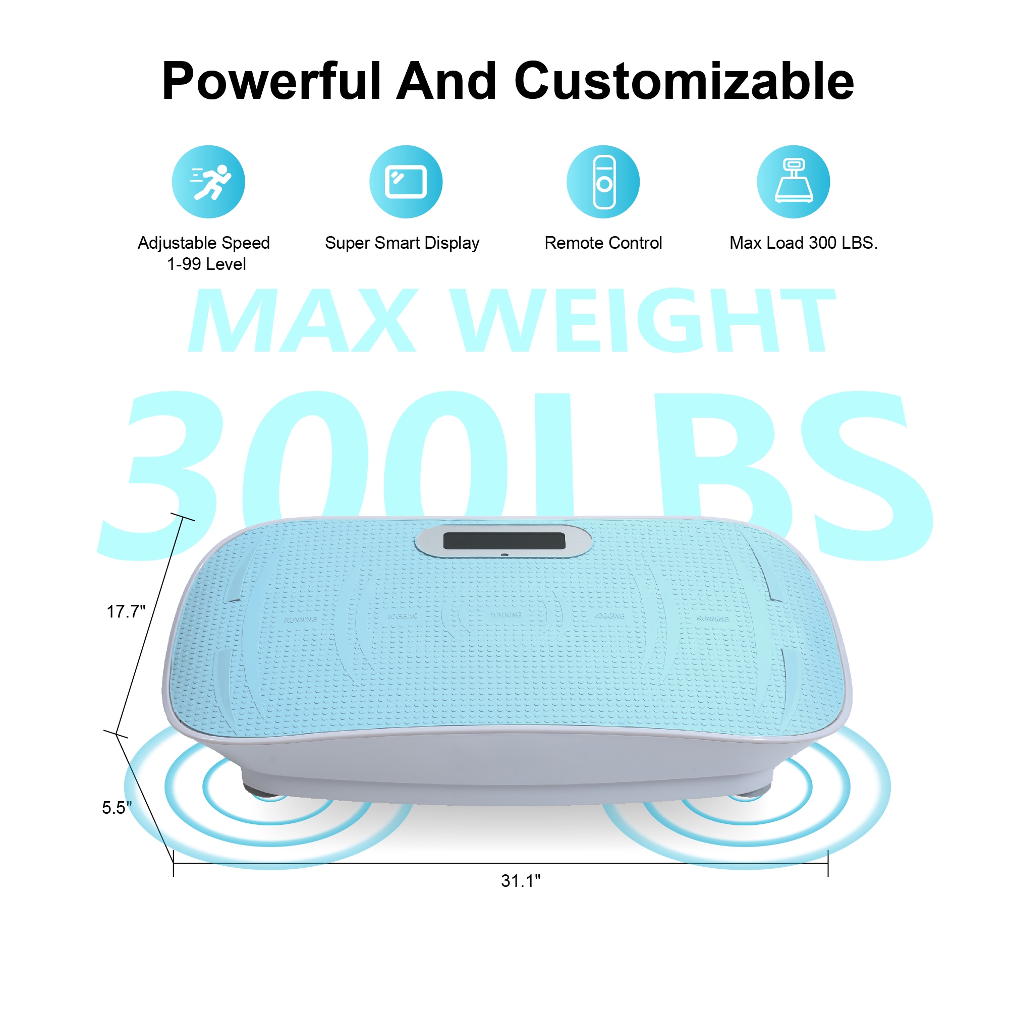 Full Body Vibration Platform Crazy Fitness Massage 10-Frequency Weight Loss & Fat Burner Shaking Machine For Unisex Blue_voghion.com